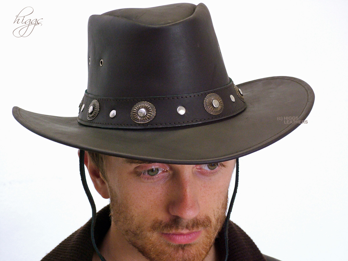 men�s brown leather cowboy hat Leather Cowboy Hats